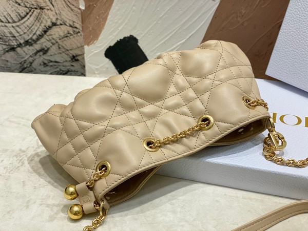 Christian Dior SMALL DIOR AMMI BAG Sand Pink Supple Macrocannage Lambskin