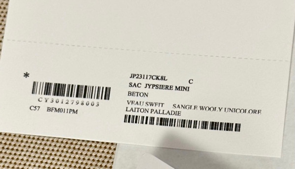 Hermès Jypsiere Mini Beton Swift Palladium Hardware