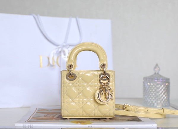 Christian Dior MICRO LADY DIOR BAG PATENT YELLOW