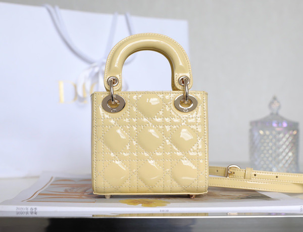 Christian Dior MICRO LADY DIOR BAG PATENT YELLOW