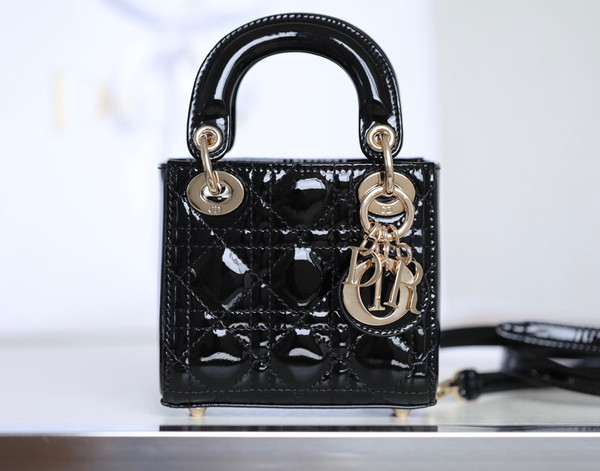Christian Dior MICRO LADY DIOR BAG PATENT BLACK