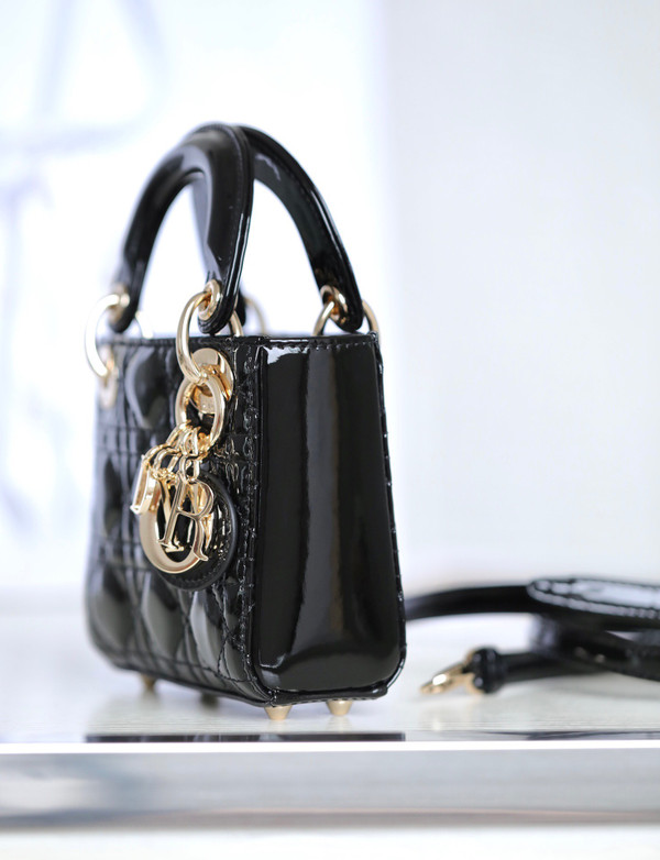 Christian Dior MICRO LADY DIOR BAG PATENT BLACK