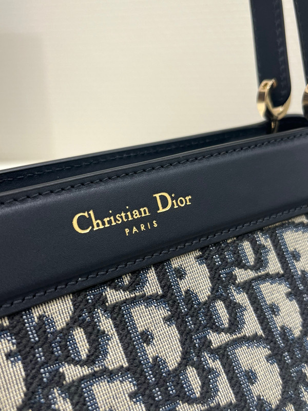 Christian Dior SMALL DIOR KEY BAG Blue Dior Oblique Jacquard Box Calfskin