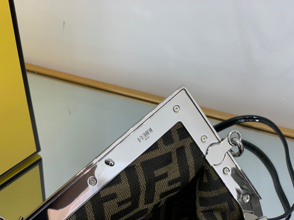 Fendi First Midi Black patent leather bag
