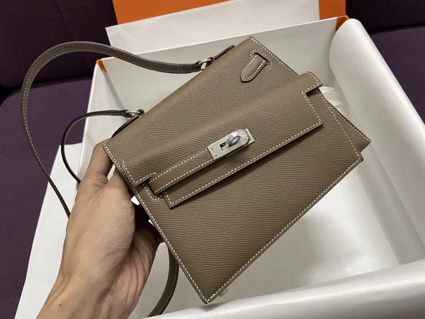 Hermes Kelly Sellier 20 en Desordre Etoupe with Palladium Hardware