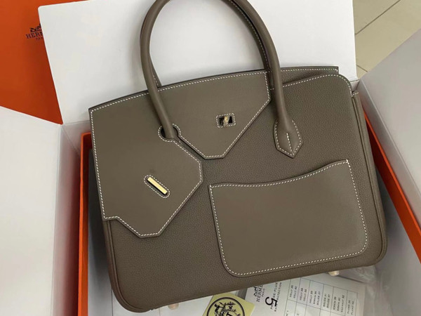 Hermès Birkin 30 Sellier en Désordre Etoupe Togo and Swift Gold  Hardware