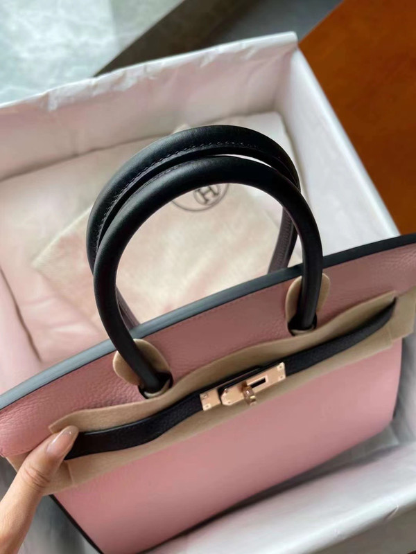 Hermès Sakura  Pink/Black Birkin 30 cm Taurillon  Clemence Leather Gold Hardware