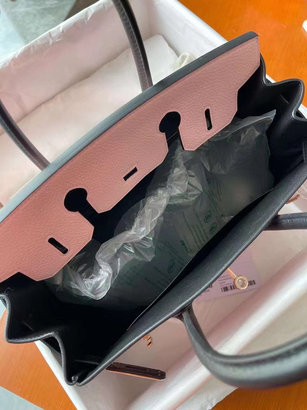 Hermès Sakura  Pink/Black Birkin 30 cm Taurillon  Clemence Leather Gold Hardware