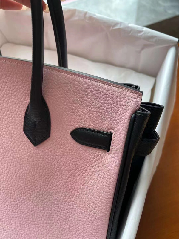 Hermès Sakura  Pink/Black Birkin 30 cm Taurillon  Clemence Leather Gold Hardware