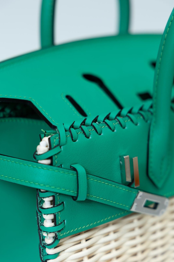 [Exclisuve] Hermes Limited Edition Picnic Birkin 25 Sellier Wicker and  Bamboo Barenia leather  SS 2021
