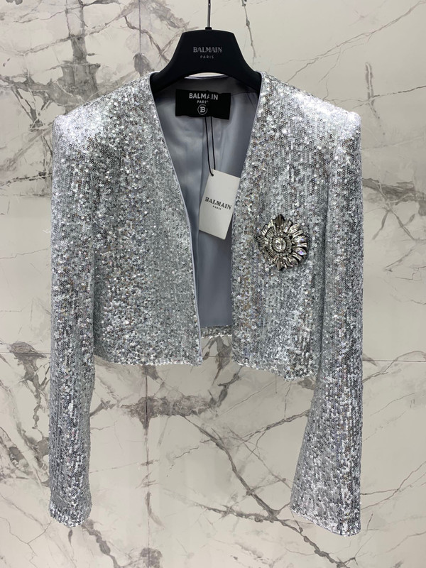 Balmain Short sequin jacket Silver