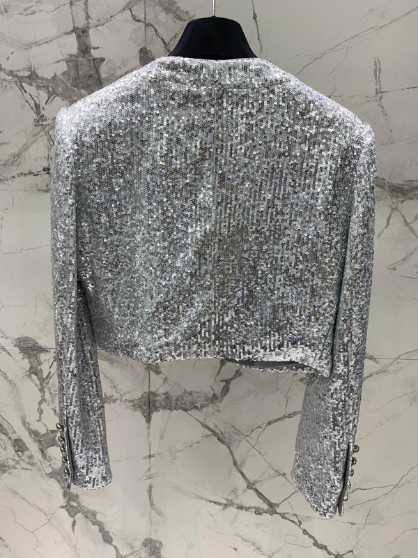 Balmain Short sequin jacket Silver