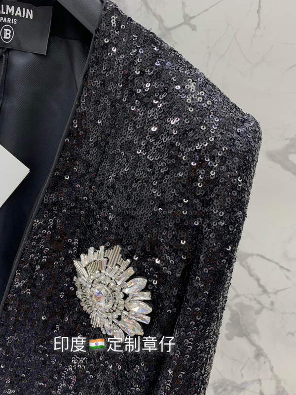 Balmain Short sequin jacket Black