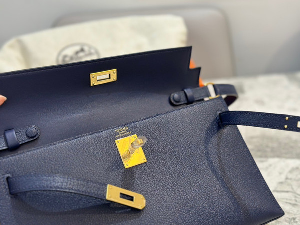 Hermes Kelly Elan Shoulder Strap Bag Blue
