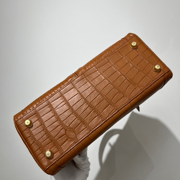 HERMES LAKIS 28 GOLD ALLIGATOR IN  GOLD HARDWARE