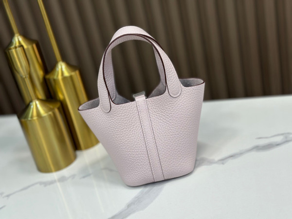 Hermes Limited Edition Picotin Lock Micro Mini 14 Bag Mauve pale  togo Tote palladium Hardware