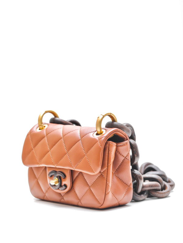 CHANEL MINI FLAP BAG Lambskin & Wenge Wood
