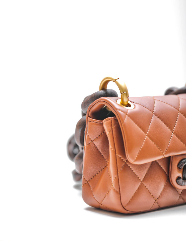 CHANEL MINI FLAP BAG Lambskin & Wenge Wood