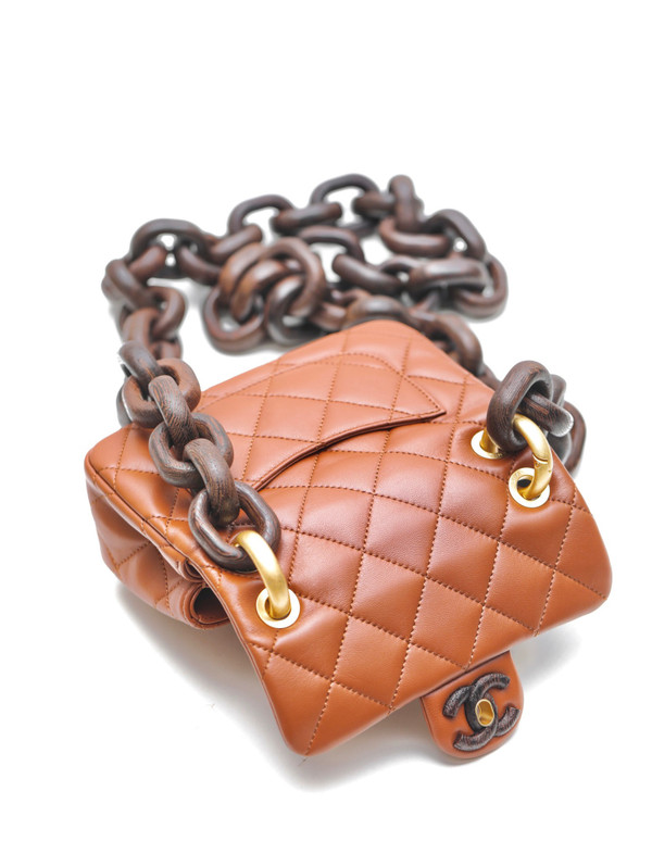 CHANEL MINI FLAP BAG Lambskin & Wenge Wood