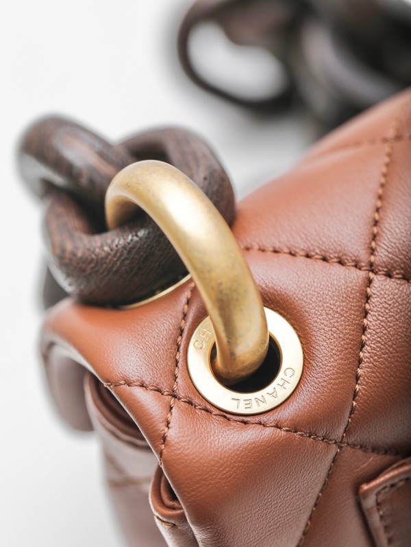 CHANEL MINI FLAP BAG Lambskin & Wenge Wood