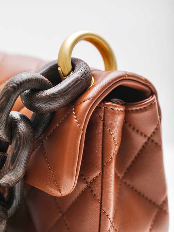CHANEL MINI FLAP BAG Lambskin & Wenge Wood