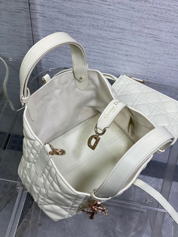 Christian Dior SMALL DIOR TOUJOURS BAG Latte Macrocannage Calfskin