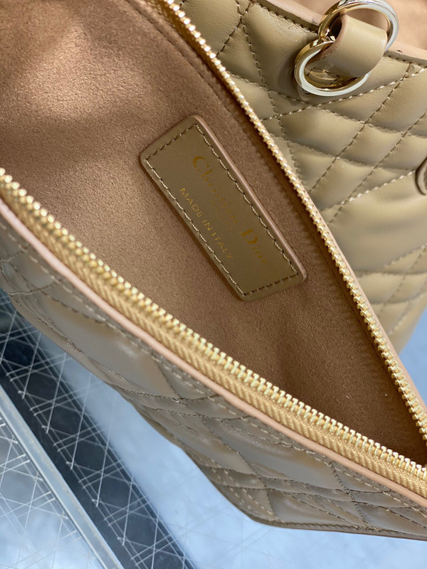 Christian Dior SMALL DIOR TOUJOURS BAG tan Macrocannage Calfskin
