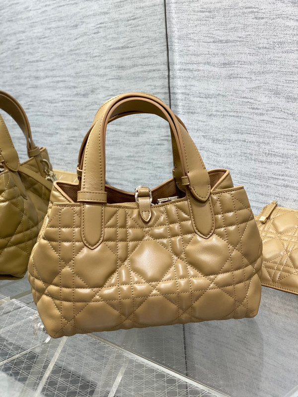 Christian Dior SMALL DIOR TOUJOURS BAG tan Macrocannage Calfskin