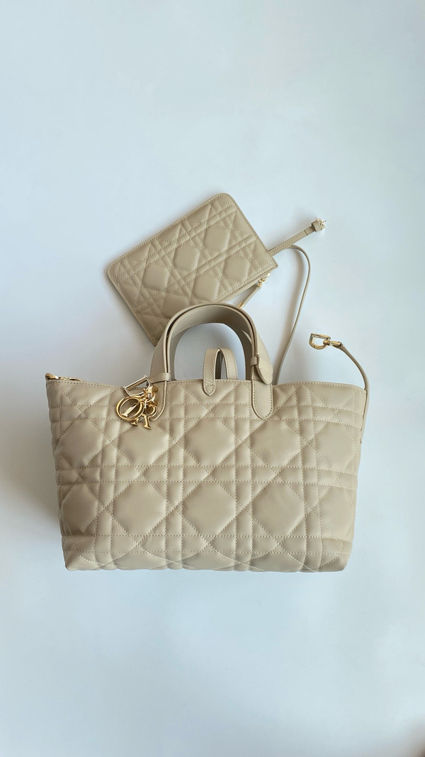 Christian Dior medium DIOR TOUJOURS BAG Beige Macrocannage Calfskin
