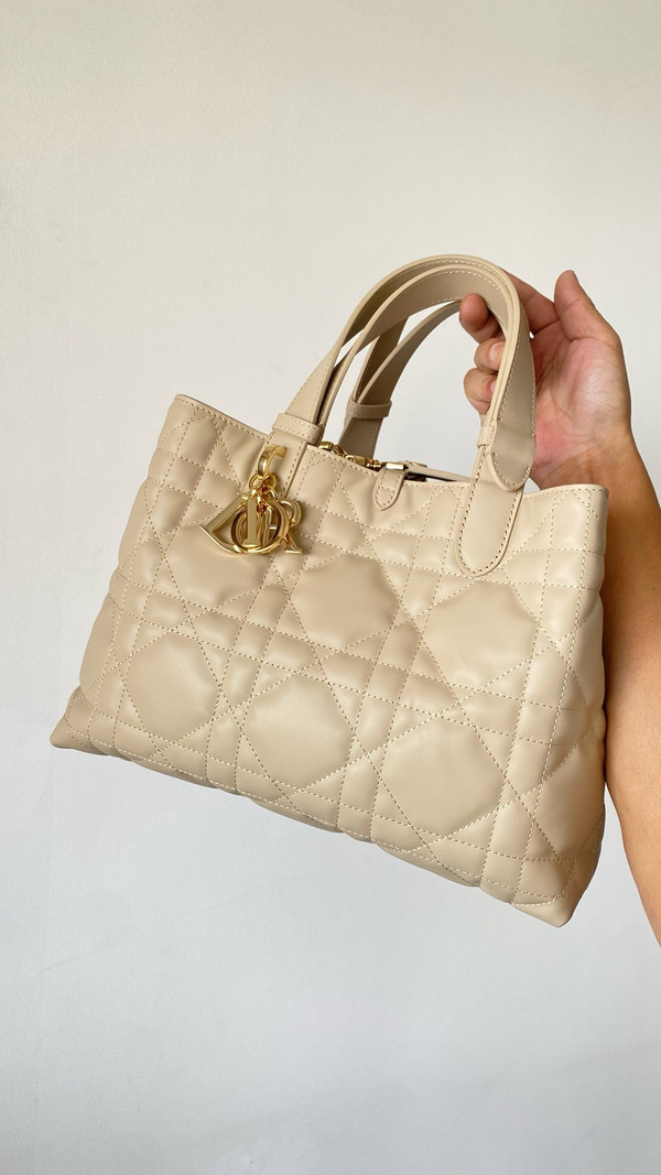 Christian Dior medium DIOR TOUJOURS BAG Beige Macrocannage Calfskin
