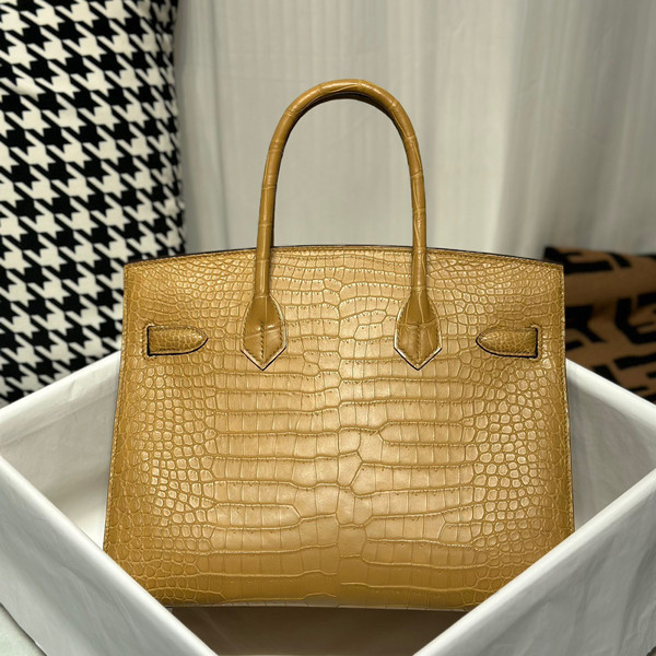 Hermes chai Birkin 30 in Porosus  Crocodile with Palladium hardware