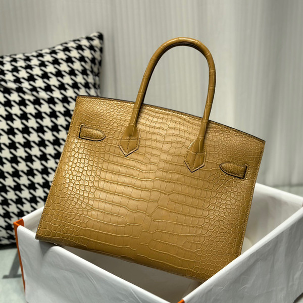 Hermes chai Birkin 30 in Porosus  Crocodile with Palladium hardware