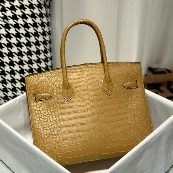Hermes chai Birkin 30 in Porosus  Crocodile with Palladium hardware