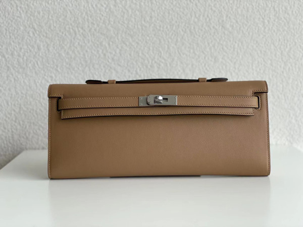 Hermes Kelly 31cm Cut Pochette  gold Swift PHW