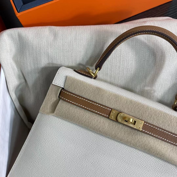 Hermes Special Order Craie/Gold Kelly 25 cm Epsom Gold Hardware