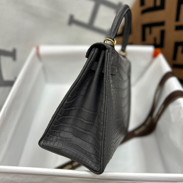 Hermes Etain Alligator KELLY 25 WITH GOLD  HARDWARE