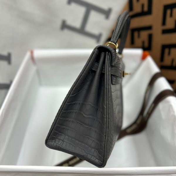 Hermes Etain Alligator KELLY 25 WITH GOLD  HARDWARE