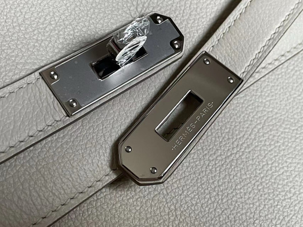 HERMES Kelly Messenger 27 Gris Grey TOGO PALLADIUM HARDWARE