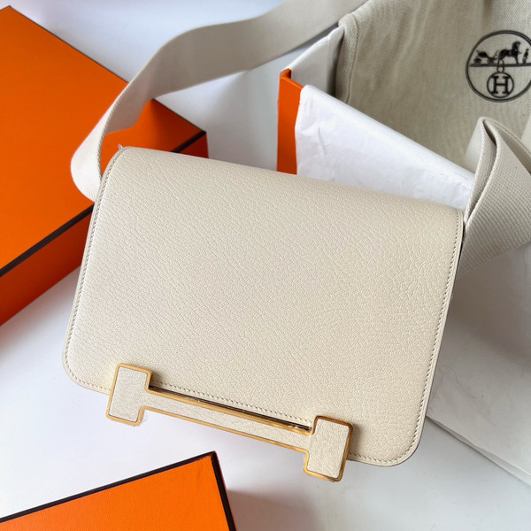 Hermès Geta Craie Chevre Gold Hardware