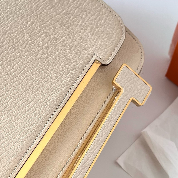 Hermès Geta Craie Chevre Gold Hardware