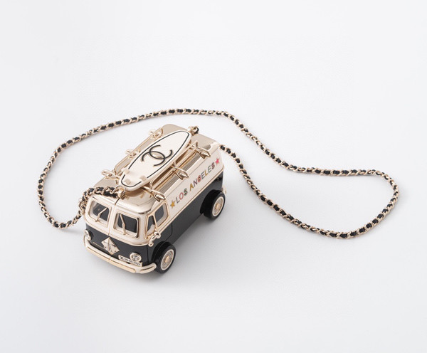 Chanel Mini Van Minaudiere 2024 Cruise Bag in Black Plexiglass White Surf