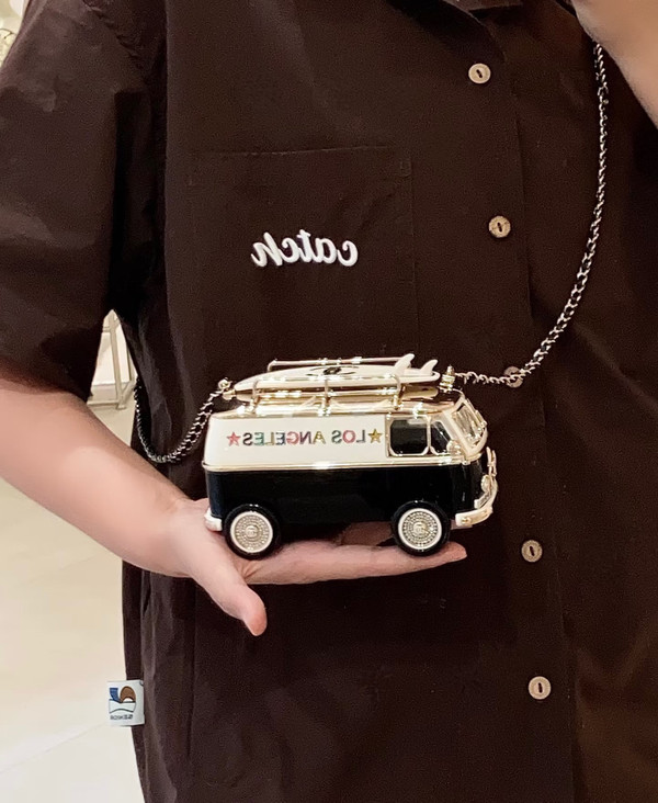 Chanel Mini Van Minaudiere 2024 Cruise Bag in Black Plexiglass White Surf