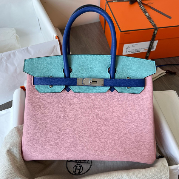 Hermes Special Order Sakura Pink/Blue Atoll/Mykonos Birkin 25 cm Togo Palladium Hardware
