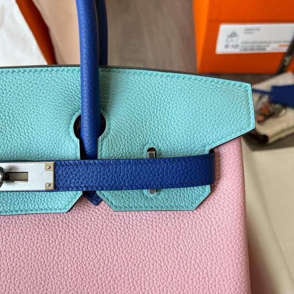 Hermes Special Order Sakura Pink/Blue Atoll/Mykonos Birkin 25 cm Togo Palladium Hardware