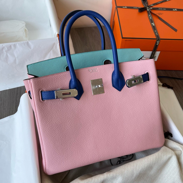Hermes Special Order Sakura Pink/Blue Atoll/Mykonos Birkin 25 cm Togo Palladium Hardware
