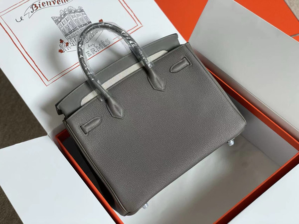 Hermès 3 En 1 Birkin 30 Etoupe Barenia Faubourg and Toile with Palladium Hardware