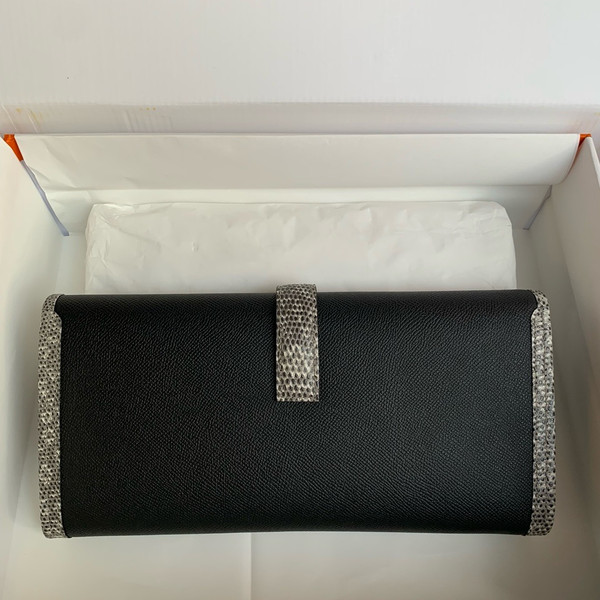 HERMÈS JIGE ELAN 29 BLACK SWIFT AND GREY LIZARD