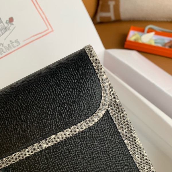 HERMÈS JIGE ELAN 29 BLACK SWIFT AND GREY LIZARD