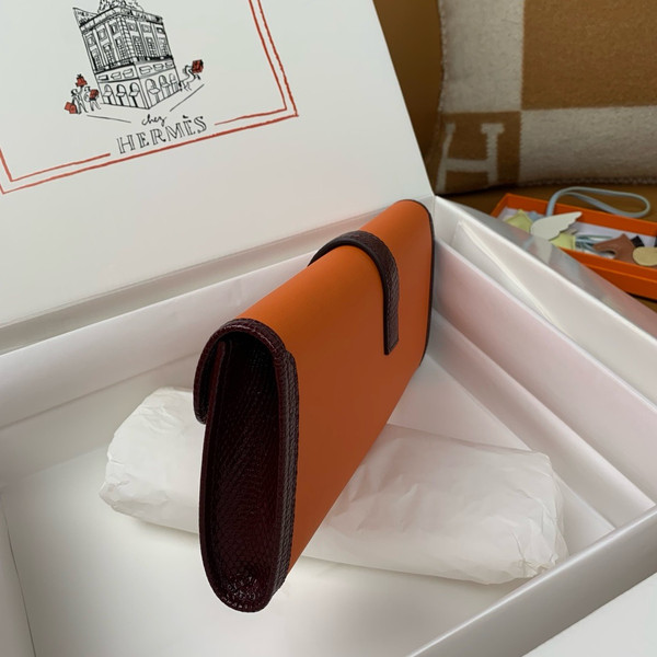 HERMÈS JIGE ELAN 29 ORANGE SWIFT AND BROWN LIZARD