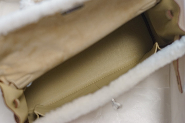 [Exclusive] Hermès Kelly 35 Limited Edition Craie Teddy Shearling Bag